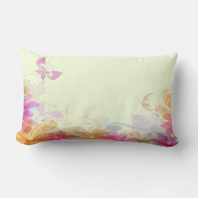 Rainbow Pastel-Blommigtar Lumbarkudde (Framsida)
