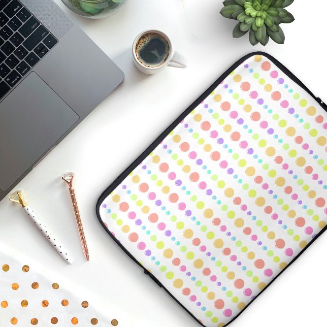 Rainbow Pastel Dots Mönster Laptop Fodral (Cute Rainbow Dots Pattern Laptop Sleeve)