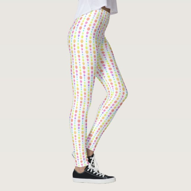Rainbow Pastel Dots Mönster Leggings (Höger)