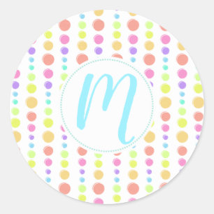 Rainbow Pastel Dots Mönster Runt Klistermärke