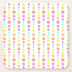 Rainbow Pastel Dots Mönster Underlägg Papper Kvadrat