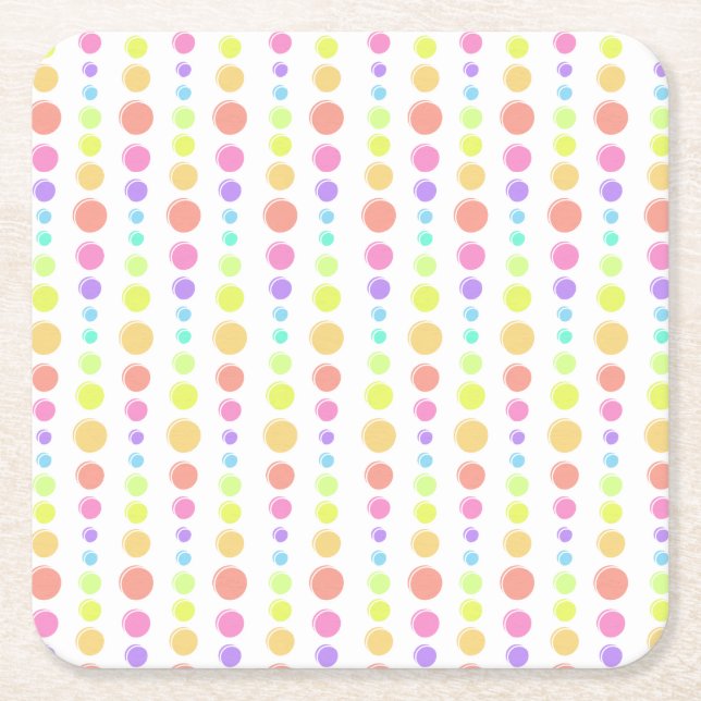 Rainbow Pastel Dots Mönster Underlägg Papper Kvadrat (Framsidan)