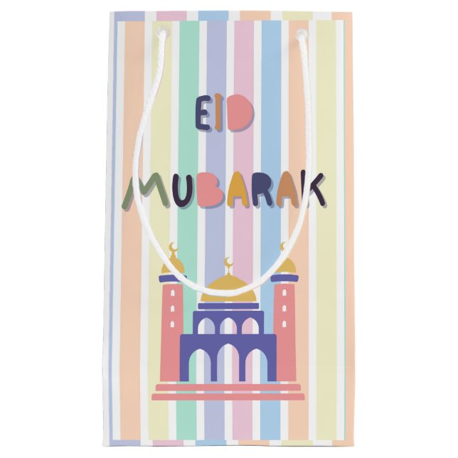 Rainbow Pastel Eid Mubarak Eid Gift Bag (Framsidan)