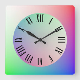 Rainbow Pastel Färg, Roman Numeral Hour Markers Fyrkantig Klocka