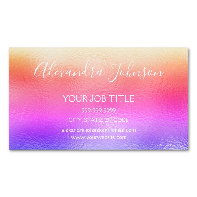 Rainbow Pastel Foil Business Professionell Magnetiska Visitkort (Framsida)