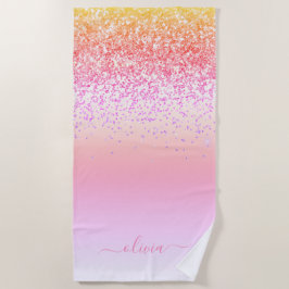 Rainbow Pastel Girly Glitter Metall Monogram Namn