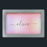 Rainbow Pastel Girly Glitter Metall Monogram Namn<br><div class="desc">Regnbåge Pastel Faux Foil Metallic Gnistra Glitter Brushed Metall Monogram Namn Bälte Buckle. Detta gör perfekt studenten,  söt 16 16,  18,  21,  30,  40,  50,  60,  70,  80,  90:e,  100-årsdag,  bröllop,  möhippa,  årsdag,  babydusch eller bachelorette-gåva till någon som glam lyx och chic stilar.</div>