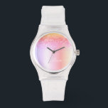 Rainbow Pastel Girly Glitter Metall Monogram Namn Armbandsur<br><div class="desc">Regnbåge Pastel Faux Foil Metallic Gnistra Glitter Brushed Metall Monogram Namn Watch. Det gör perfekt studenten,  födelsedag,  bröllop,  möhippa,  årsdag,  babydusch eller bachelorette-fest till någon som glam lyx och chic stilar.</div>