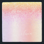Rainbow Pastel Girly Glitter Metall Monogram Namn Stenunderlägg<br><div class="desc">Regnbåge Pastel Faux Foil Metallic Gnistra Glitter Brushed Metall Monogram Namn Stone Tile. Det gör perfekt studenten,  söt 16-årsdag,  bröllop,  möhippa,  årsdag,  babydusch eller bachelorette-fest till någon som kärlek glam lyx och chic stilar.</div>