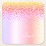 Rainbow Pastel Girly Glitter Metall Monogram Namn Underlägg Papper Kvadrat<br><div class="desc">Rainbow Pastel Faux Foil Metallic Gnistra Glitter Brushed Metall Monogram Namn Papper Underlägg. Det gör perfekt studenten,  födelsedag,  bröllop,  möhippa,  årsdag,  babydusch eller bachelorette-fest till någon som glam lyx och chic stilar.</div>