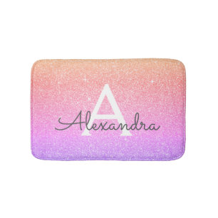 Rainbow Pastel Glitter Gnistra Monogram Bath Mat Badrumsmatta