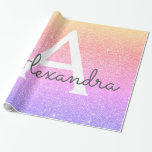 Rainbow Pastel Glitter och Gnistra Monogram Presentpapper<br><div class="desc">Guld,  Lila och Rosa Rainbow Pastel Ombre Faux Glitter och Gnistra Elegant Gift Wrapping Papper. Den här presentförpackningens pappra kan anpassas så att den omfattar ditt första och första namn för en gåva till paket för en flickbarnskötare,  Möhippa,  Bachelorette Party eller Girl's Födelsedagsfest.</div>