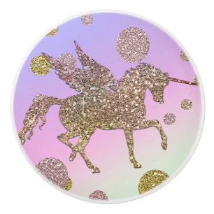 Rainbow Pastel Guld Dots Unicorn Trendig Girls Knopp