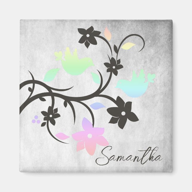 Rainbow Pastel Lovebird Personlig Magnet (Framsidan)