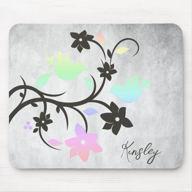 Rainbow Pastel Lovebird Personlig Mouse Pad Musmatta (Framsidan)