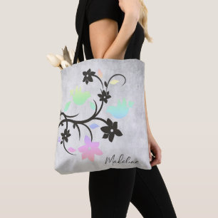 Rainbow Pastel Lovebird Tote Tygkasse