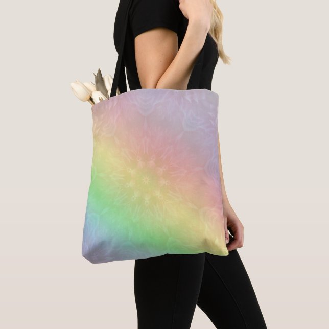 Rainbow Pastel Mandala-design Tygkasse (Närbild)