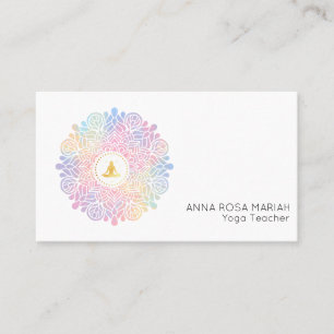 *~* Rainbow Pastel Mandala Women Meditation Energy Visitkort