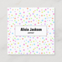 Rainbow Pastel Polka dots Abstrakt Fyrkantigt Visitkort