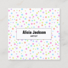 Rainbow Pastel Polka dots Abstrakt Fyrkantigt Visitkort