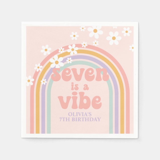 Rainbow Pastel Seven är en Vibe 7:e-födelsedag Pappersservett (Framsidan)