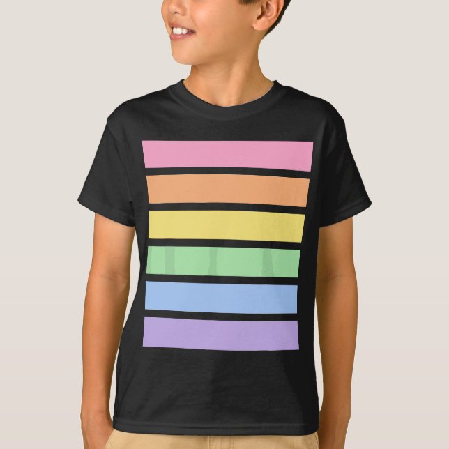 Rainbow Pastel Stripe T Shirt (Framsida)