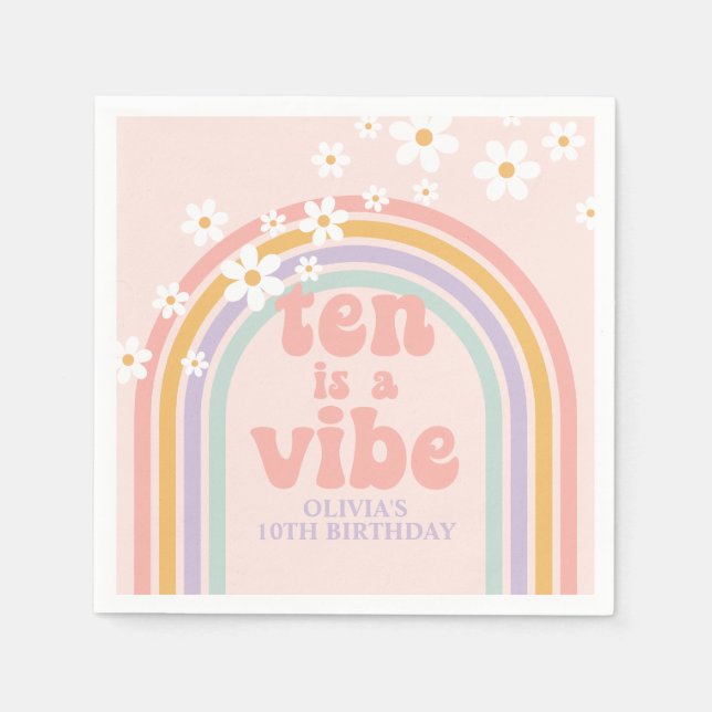 Rainbow Pastel Ten är en Vibe 10-årsdag Pappersservett (Framsidan)