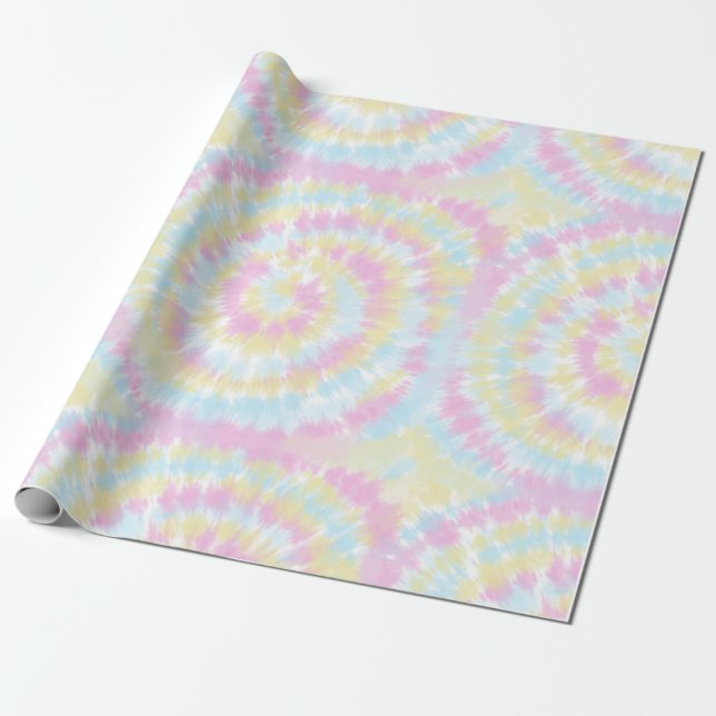 Rainbow Pastel Tie Dye Presentpapper (Utrullad)