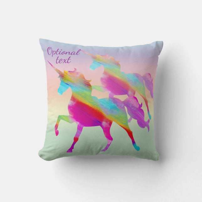 Rainbow Pastel Unicorn accent Pillow Kudde (Framsida)