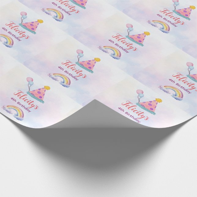 Rainbow Pastel Unicorn Any Age Birthday  Presentpapper (Hörn)