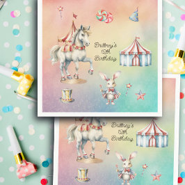 Rainbow Pastel w Animals 12:e Födelsedagsfest Pappersservett