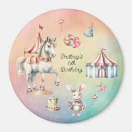 Rainbow Pastel w Animals 6e Födelsedagsfest Magnet