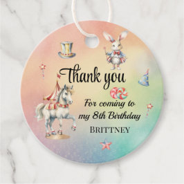 Rainbow Pastel w Animals 8th Födelsedagsfest Gåvor Etiketter