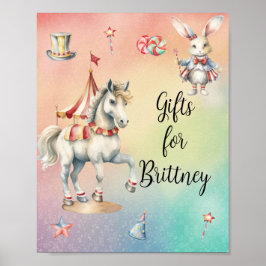 Rainbow Pastel w Animals Birthday Gifts Poster