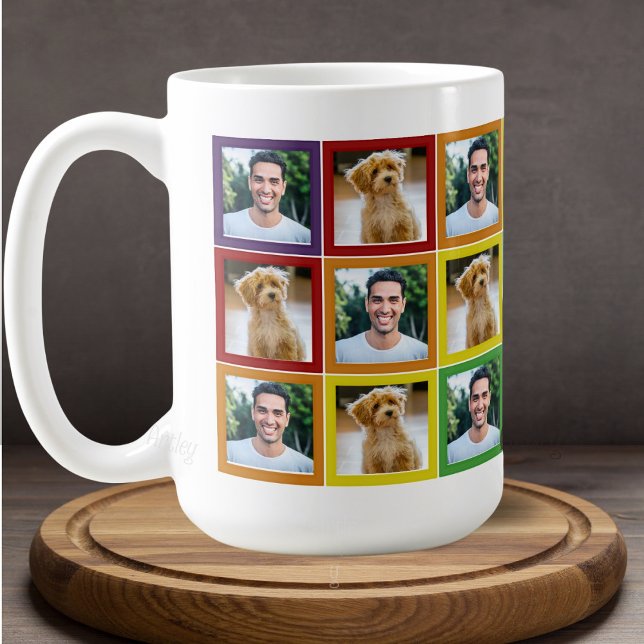 Rainbow Patchwork Pet Photo Squares Pattern   Kaffemugg (Skapare uppladdad)