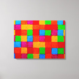 Rainbow Patchwork Quilt Färg Grid Abstrakt Canvastryck