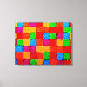 Rainbow Patchwork Quilt Färg Grid Abstrakt Canvastryck