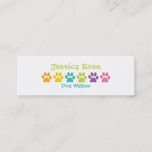 Rainbow Paw Print Dog Walker Mini Visitkort