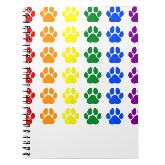 Rainbow Paw Print Tass LGBT-Pridet Hund HBT-stöd Anteckningsbok (Framsidan)
