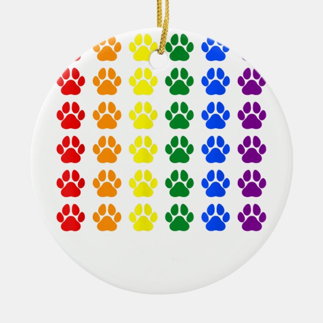 Rainbow Paw Print Tass LGBT-Pridet Hund HBT-stöd Julgransprydnad Keramik (Framsidan)