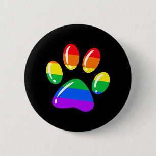 Rainbow Paw Print Tass LGBT-Pridet Hund HBT-stöd Knapp