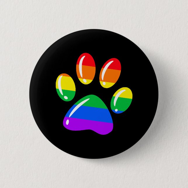 Rainbow Paw Print Tass LGBT-Pridet Hund HBT-stöd Knapp (Framsida)