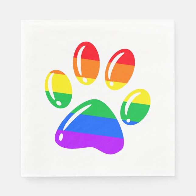 Rainbow Paw Print Tass LGBT-Pridet Hund HBT-stöd Pappersservett (Framsidan)