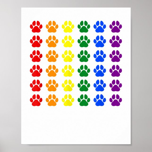 Rainbow Paw Print Tass LGBT-Pridet Hund HBT-stöd Poster (Framsidan)