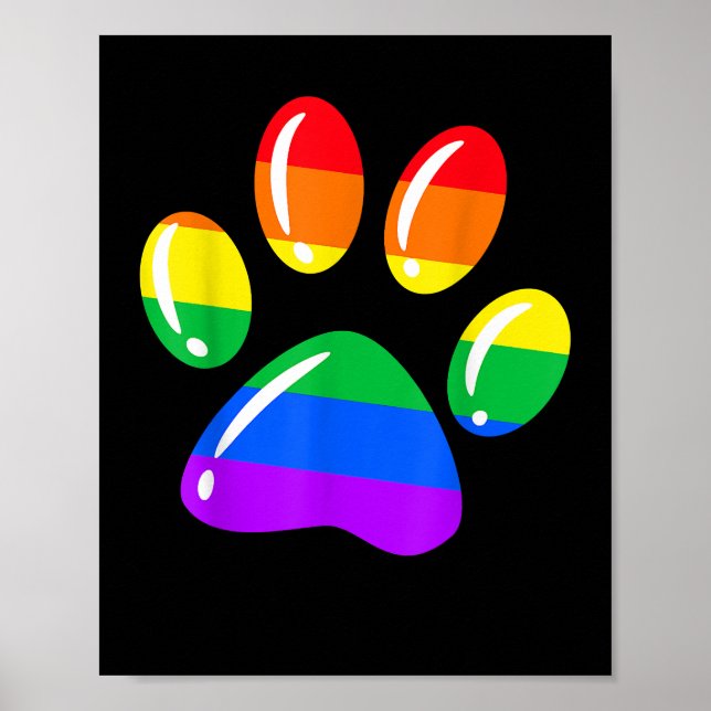 Rainbow Paw Print Tass LGBT-Pridet Hund HBT-stöd Poster (Framsidan)