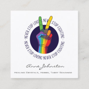 Rainbow Peace Hand Affärskort Fyrkantigt Visitkort