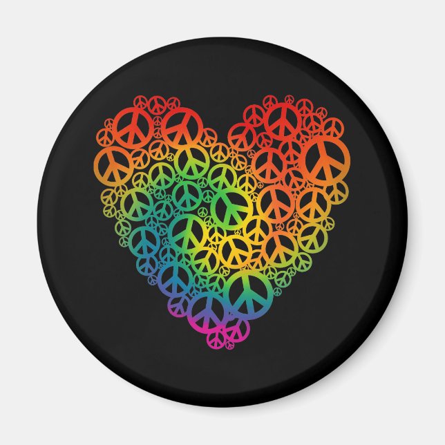 Rainbow Peace Heart Magnet (Framsidan)