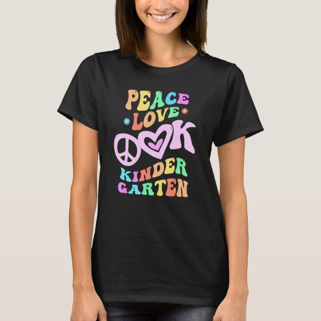 Rainbow Peace Kärlek KINDERGARTEN Retro Kinder Lit T Shirt (Framsida)