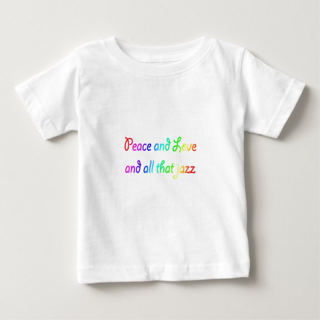 Rainbow Peace Kärlek och Jazz. Tee Shirt (Framsida)