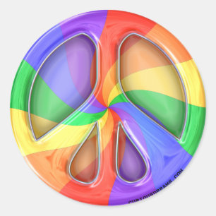 Rainbow Peace Sticker Runt Klistermärke